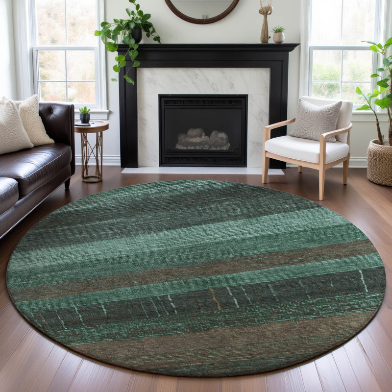 Premium Machine Washable Floyd AMF1568 Stripes Rug, Round 8'