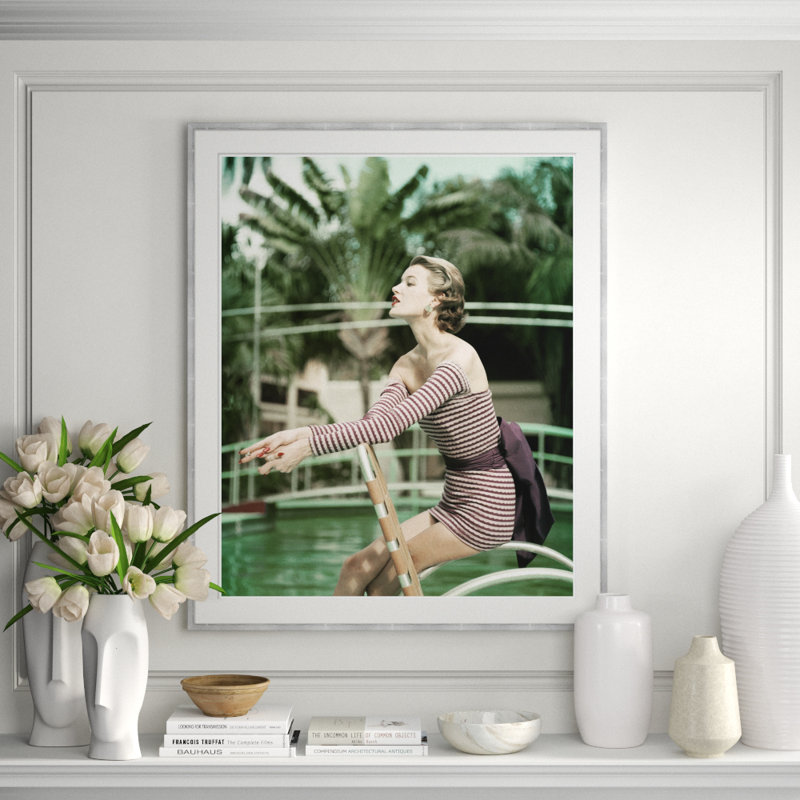 Model In A Long Sleeved Swimsuit Print by John Rawlings