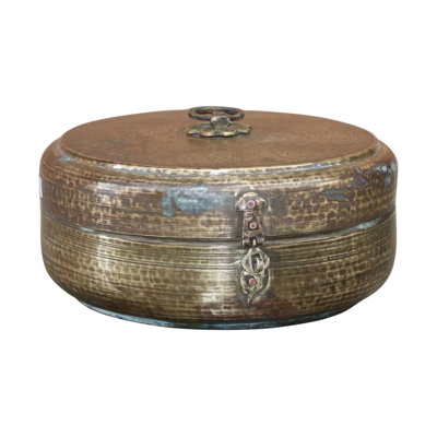 Small Vintage Indian Brass Trinket Box for Decorative Storage