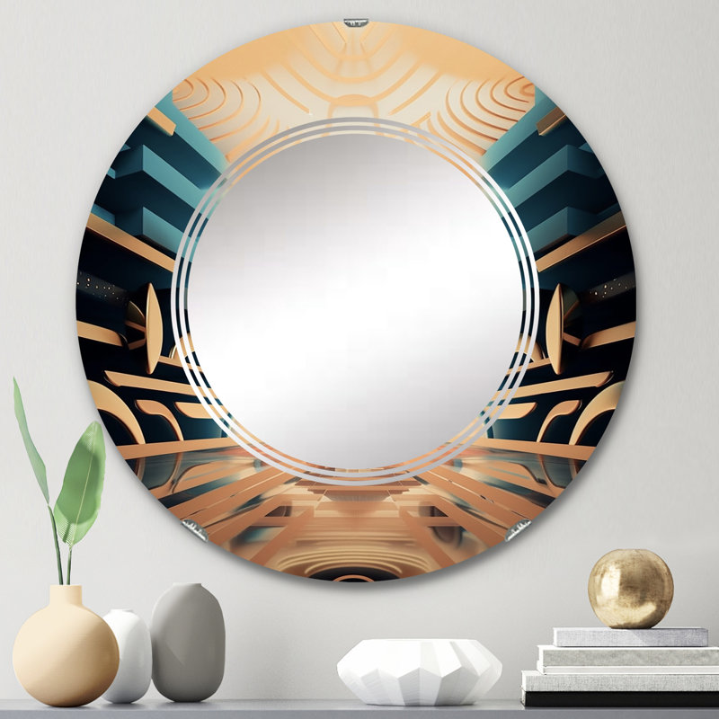 Armeria - Miroir mural moderne rond, 24 po x 24 po