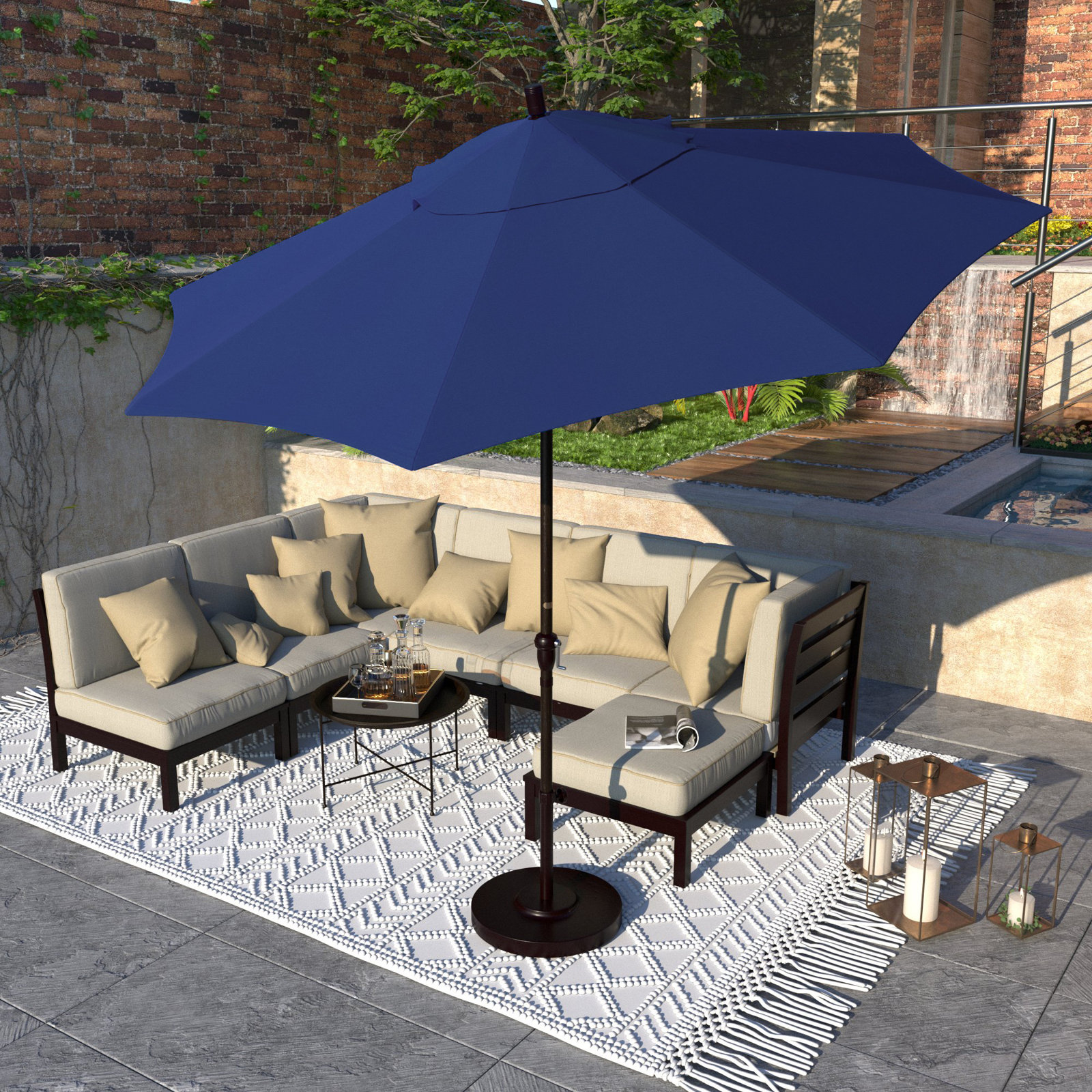 Camry 9' Sunbrella® Market Umbrella, Canvas Trueblue Sunbrella® Canvas