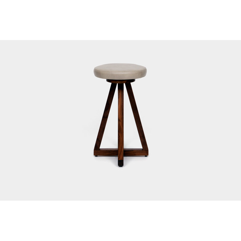 Artless X Swivel 26" Counter Stool, Cashmere, Blackened Steel, Walnut