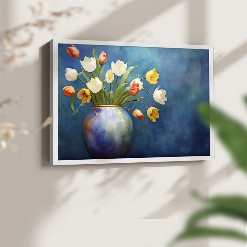 Floral Series-XCVI -Framed Print - Restickable, H 11 po x l 14 po, Blanc