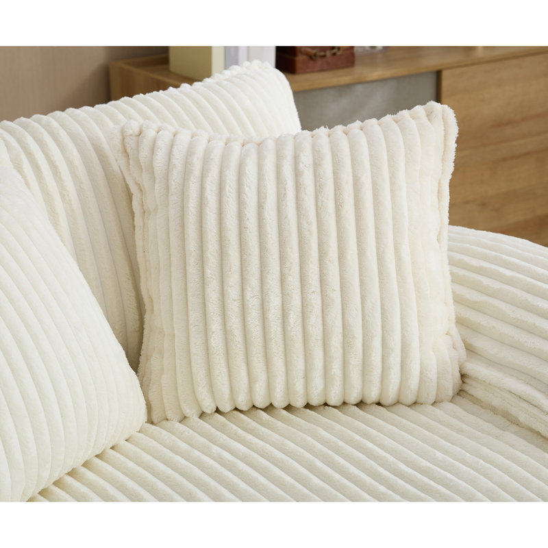 54.75" W Oversized Chaise Lounge Chair, Beige