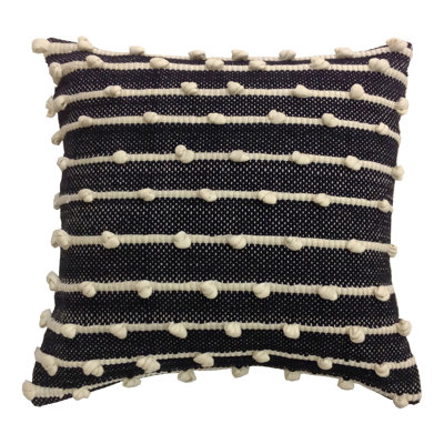 100% Cotton Throw Square Black/Ivory Pillow Cover & Insert