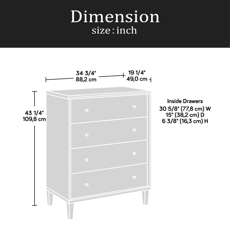 Commode 4 tiroirs, Brun