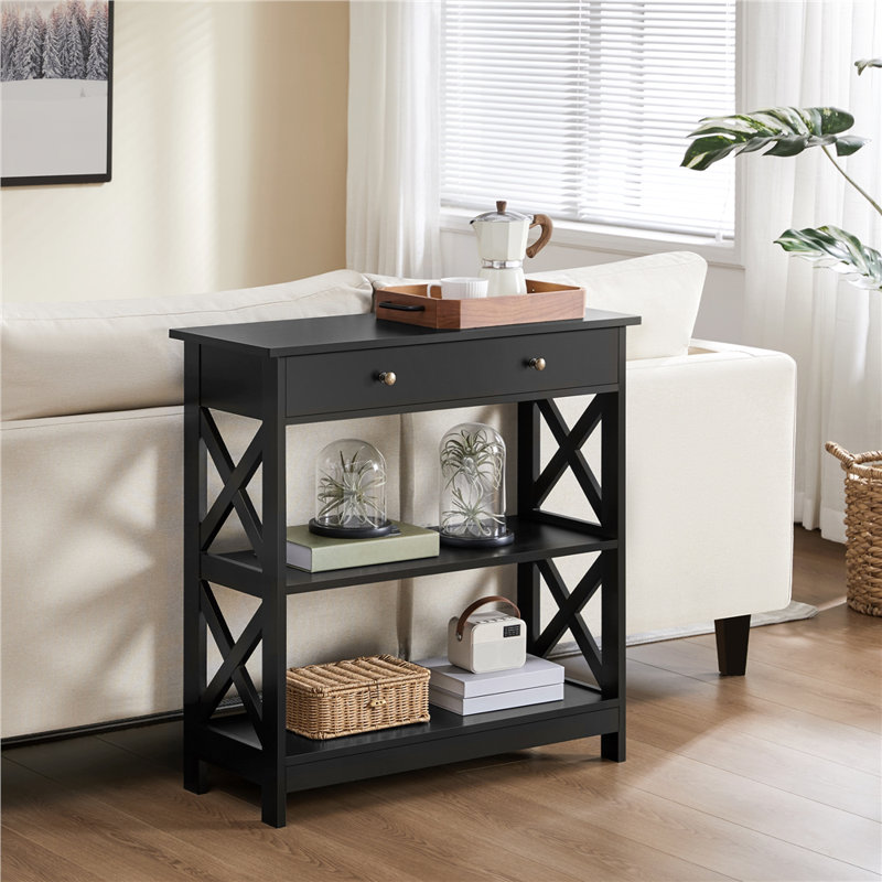 Wooden Console Table, Black, 80 cm H x 30 cm W x 80 cm L