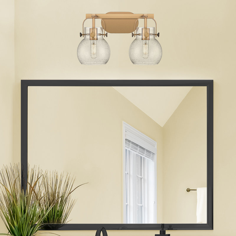 Shueyville 2 - Light Dimmable Vanity Light, Brushed Brass, Seedy, 2 Lights