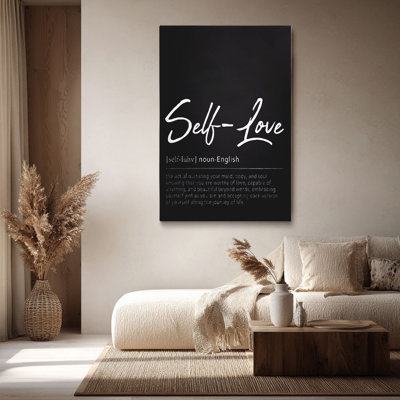 Inspiré «Self-Love Définition in Elegant Script», art mural tendu sur toile tendue pour studio confortable