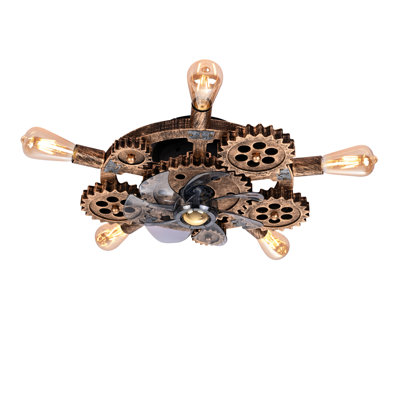 19.6" Farmhouse Ceiling Fan  Light And Remote, Industrial Caged Ceiling Fan Light, Retro Ceiling Fan Lights With 7 Blades , Reversible  Motor For Dining Room Living Room Bed--Not Included Bulbs