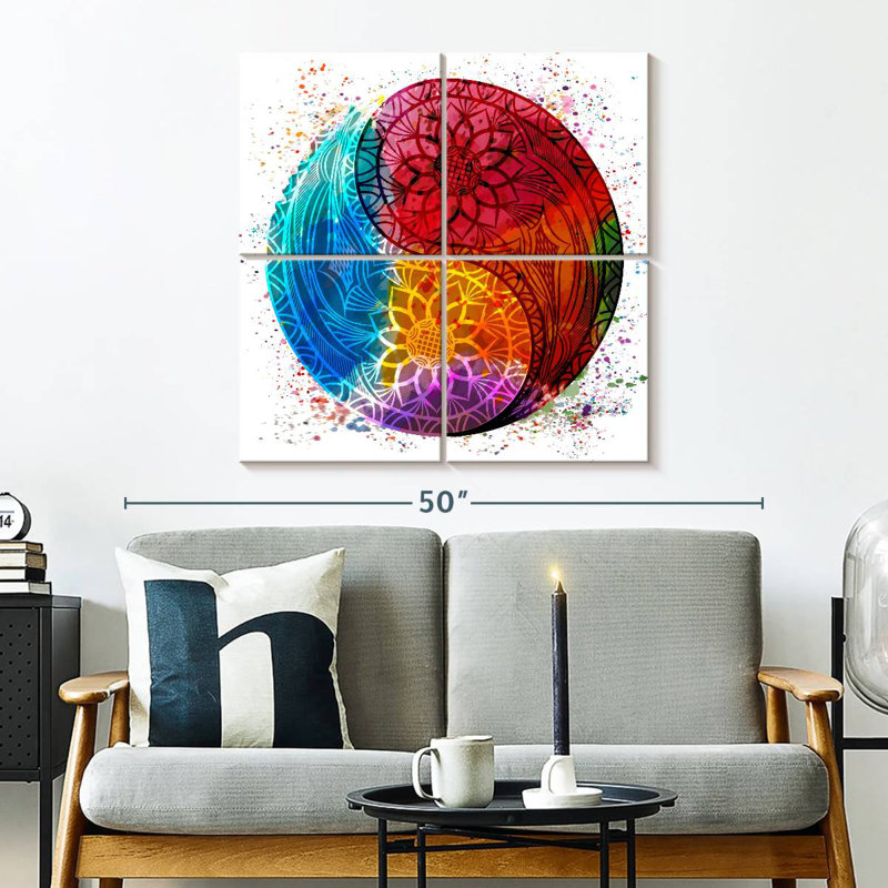 Symbole Kerrick du Yin Yang coloré, H 32 po x l 32 po