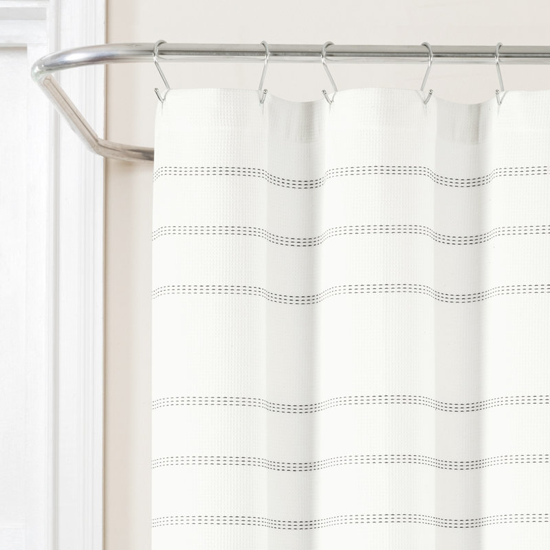 Modern Galaxy Waffle Woven Cotton Blend Shower Curtain 72" x 72" White and Gray
