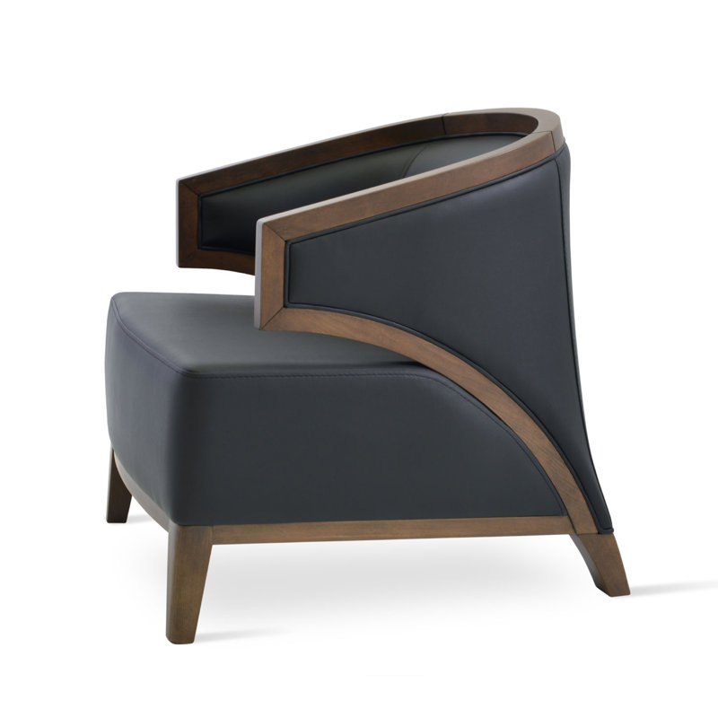Fauteuil Mostar, Cuir véritable noir