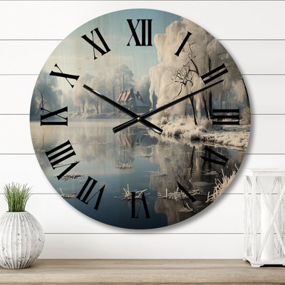 Horloge murale paysage d'hiver