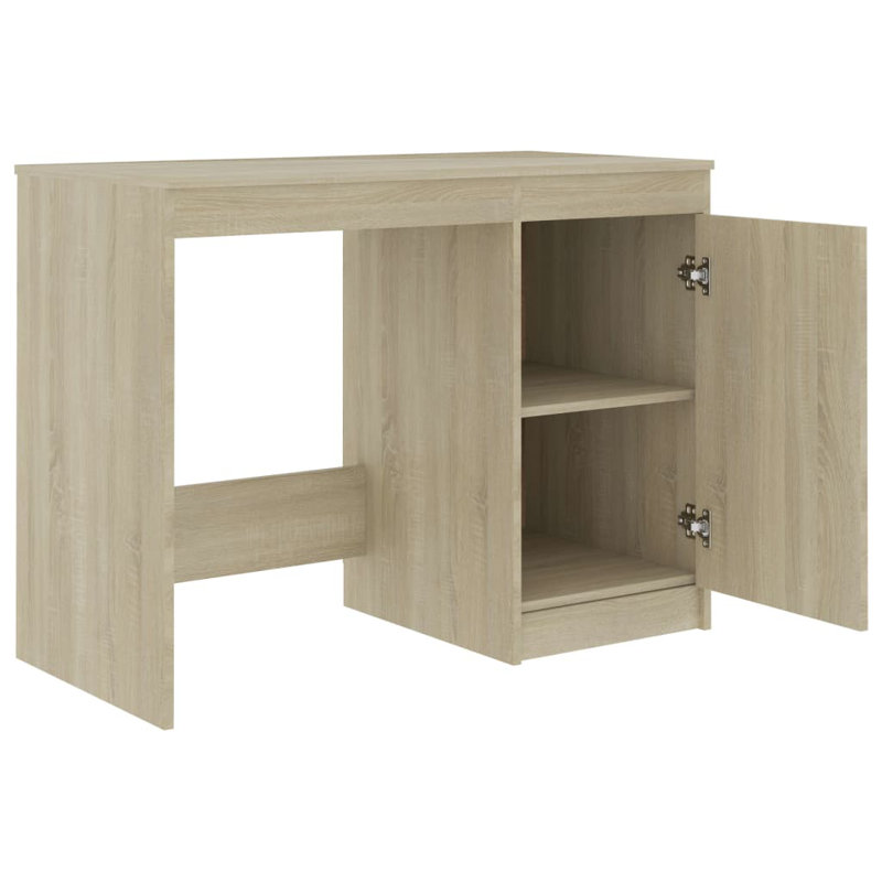 Bureau d'ordinateur avec rangement en bois d'ingénierie, Chêne de Sonoma
