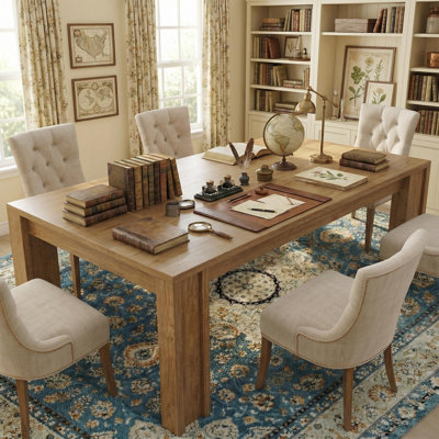 71" Farmhouse Dining Table for 6-8, Rectangular Kitchen Table with Wide H-Leg Frame