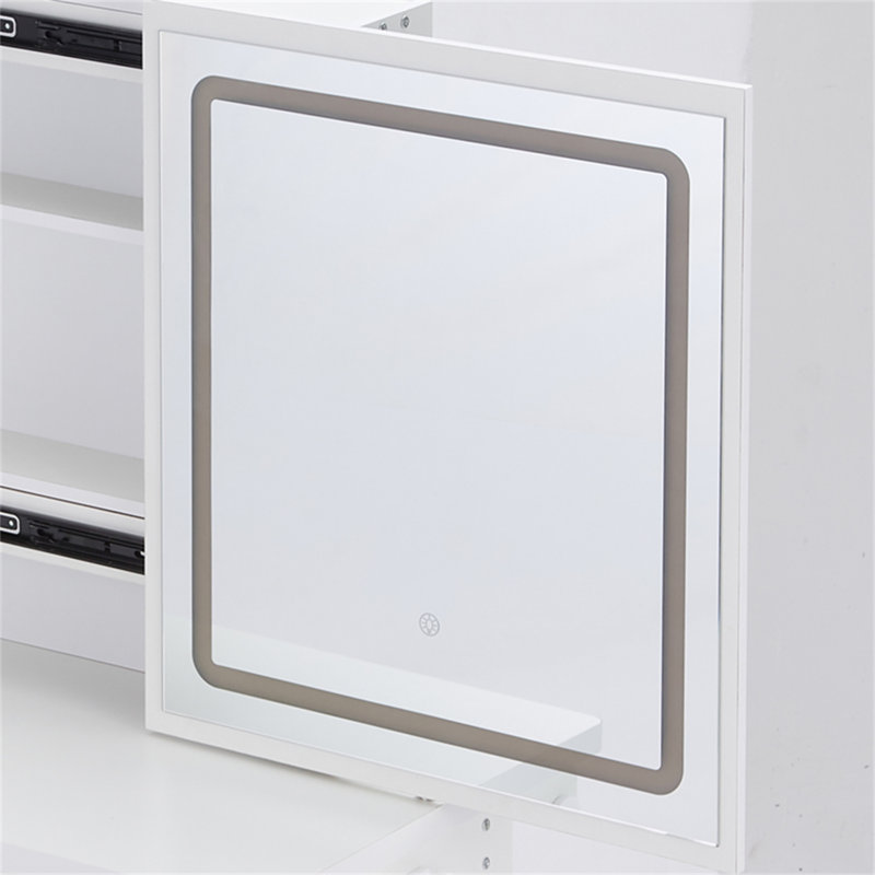 Miroir à DEL coulissant à commande tactile 24 po x 22 po Middel (avec miroir seulement), 22 po x 24 po, Blanc