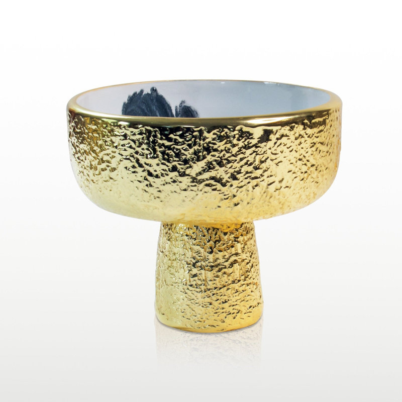 Bianco Nero Pedestal Bowl, 7"