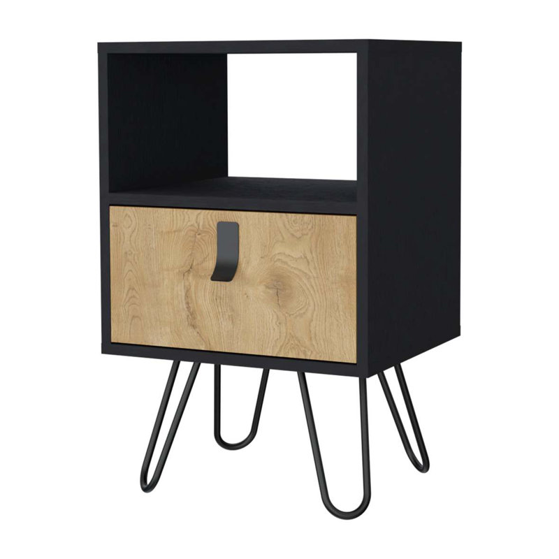 Table de chevet noire et Macadamia