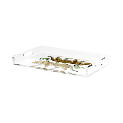 Leopard Seeing Double Acrylic Rectangle Decorative Tray