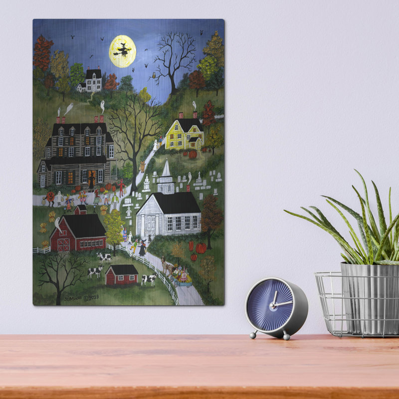  «Halloween In The Valley» par JL Munro, art mural en métal, 12 po x 16 po, H 16 po x l 12 po