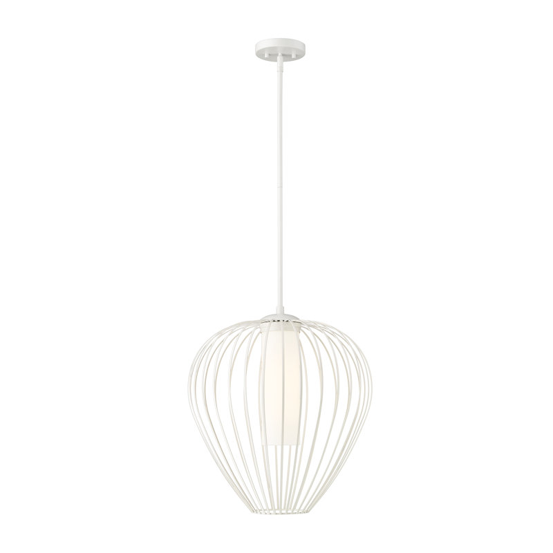 Burakcan 1 - Light White Single Pendant, Textured White, 100.5" H x 18" W 18" D