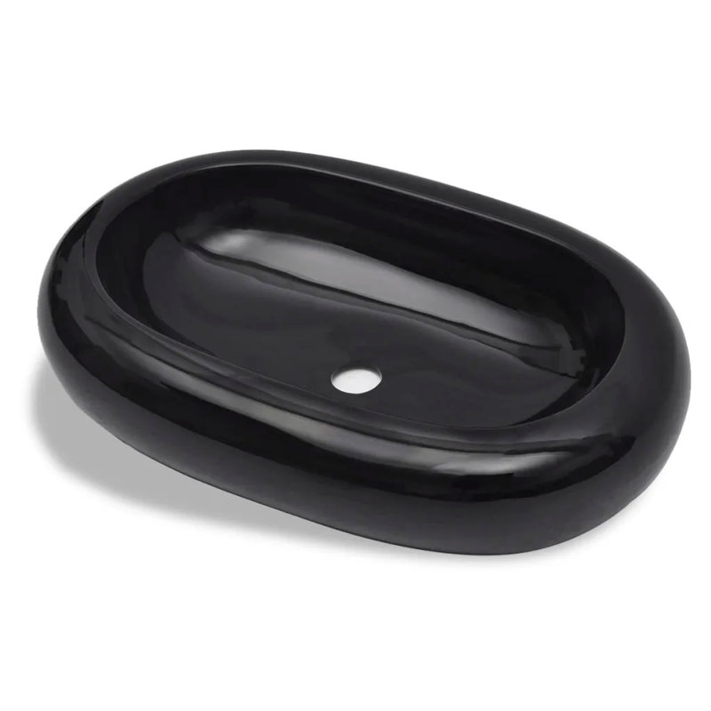 Belfry Bathroom 250mm L Ceramic Oval Countertop Basin Sink, Black