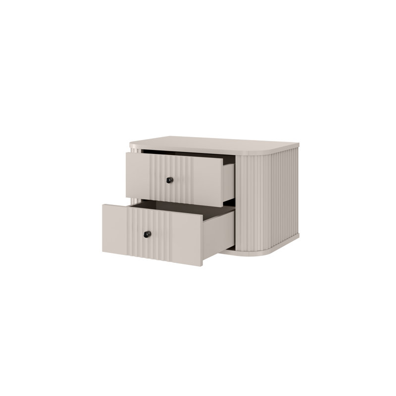 Dayzee 56cm W Manufactured Wood Bedside Table, Cashmere, Cashmere, Cashmere/Black