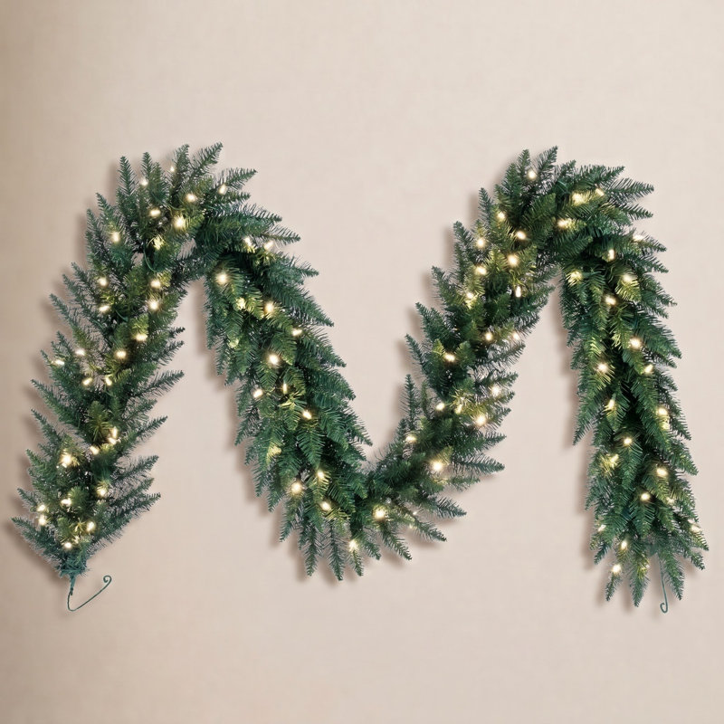 108'' in. Lighted Faux Fir Garland
