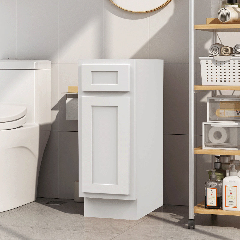 Heyward Single Bathroom Vanity Base Only, White, 32.5" H x 12" W x 21" D
