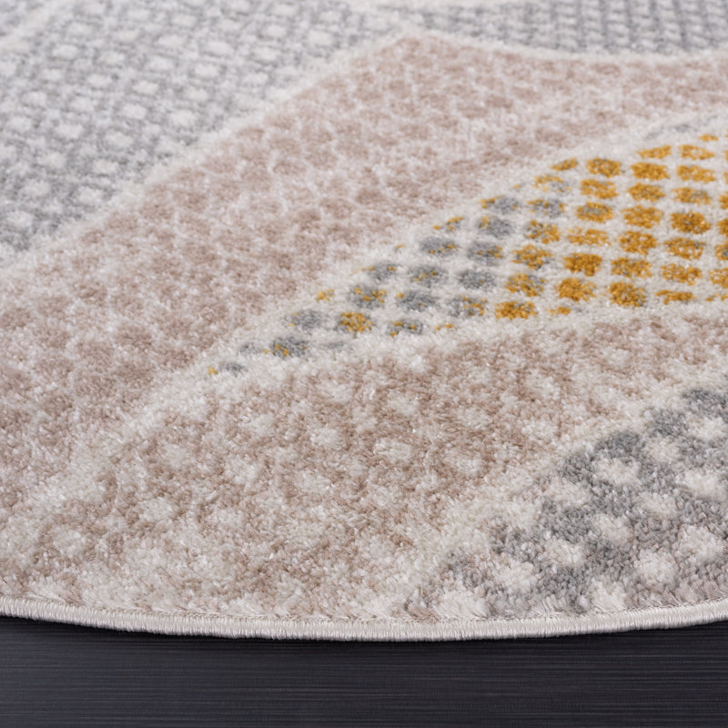 Pearsons 514 Area Rug In Gray/Beige/Gold, Round 6'7"