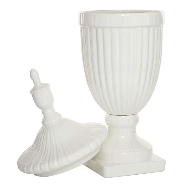 Alpharetta ceramic jars with lid, Blanc, H 26 po x l 10 po x P 10 po