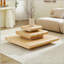 Table basse 3 pièces modulaire empilable - aspect bois naturel, design moderne en bois aggloméré pour le salon, aucun assemblage requis