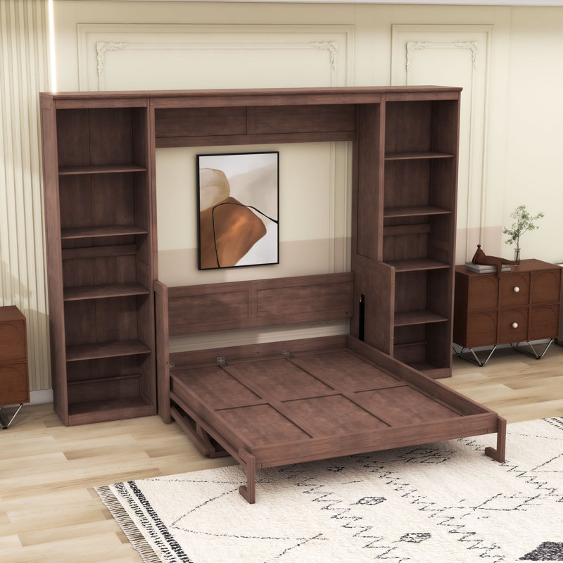 Lit escamotable en bois avec rangement spacieux, Complète
