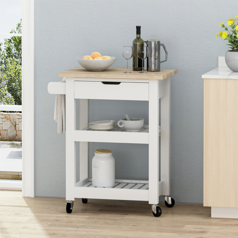 Versatile Kitchen Cart With Enhanced Functionality For Space Optimization, White