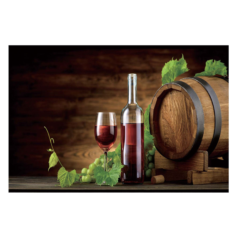 Impression sur toile Beck, raisin et vin, H 32 po x l 47 po x P 1 po, Encadrement doré