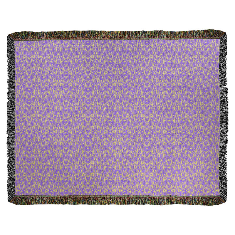 Couverture en coton tissé Katelyn Elizabeth, l 50 po x L 60 po, Mauve / Jaune
