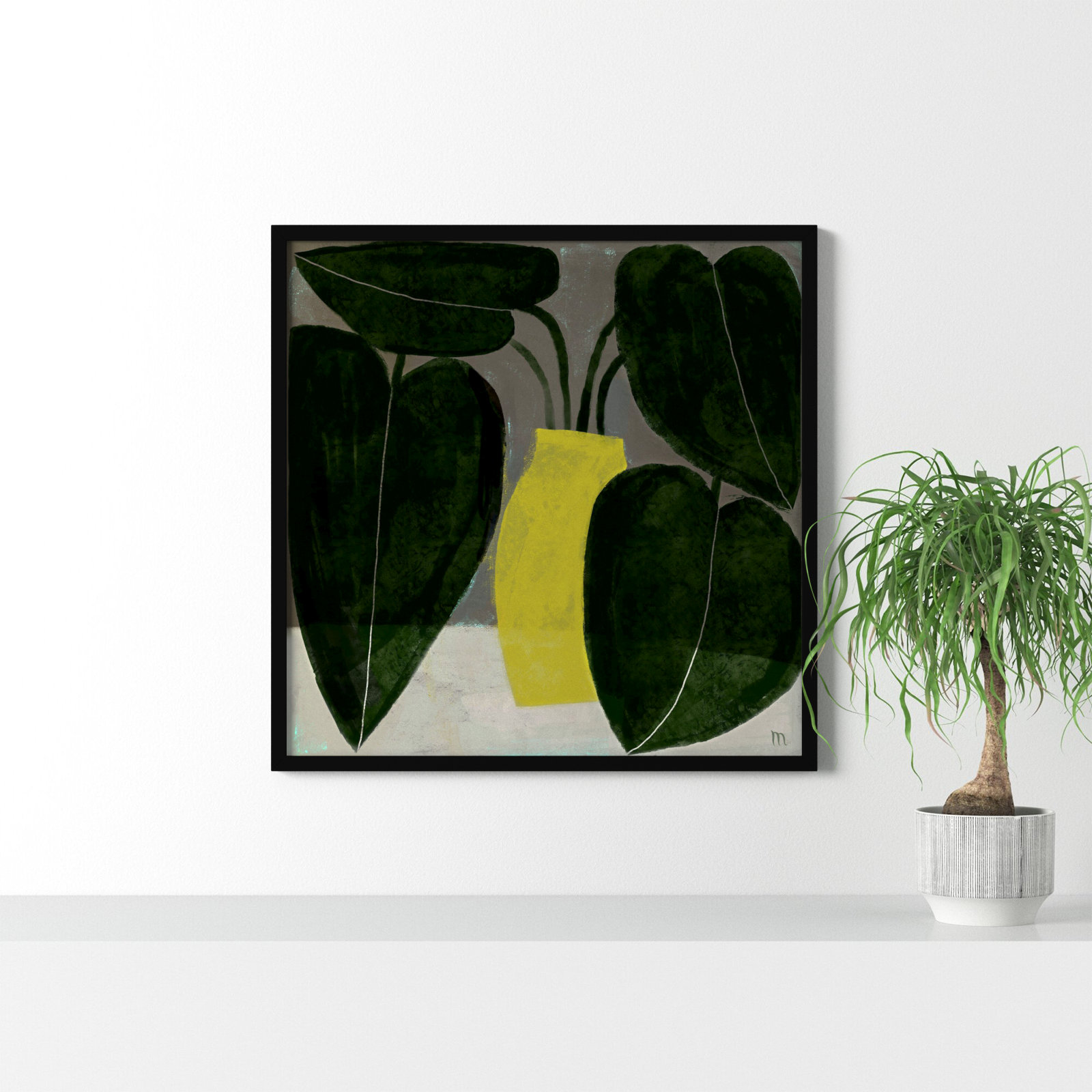 Plant "Plant No. 7" Painting, Black, 36" H x 36" W x 1.25" D