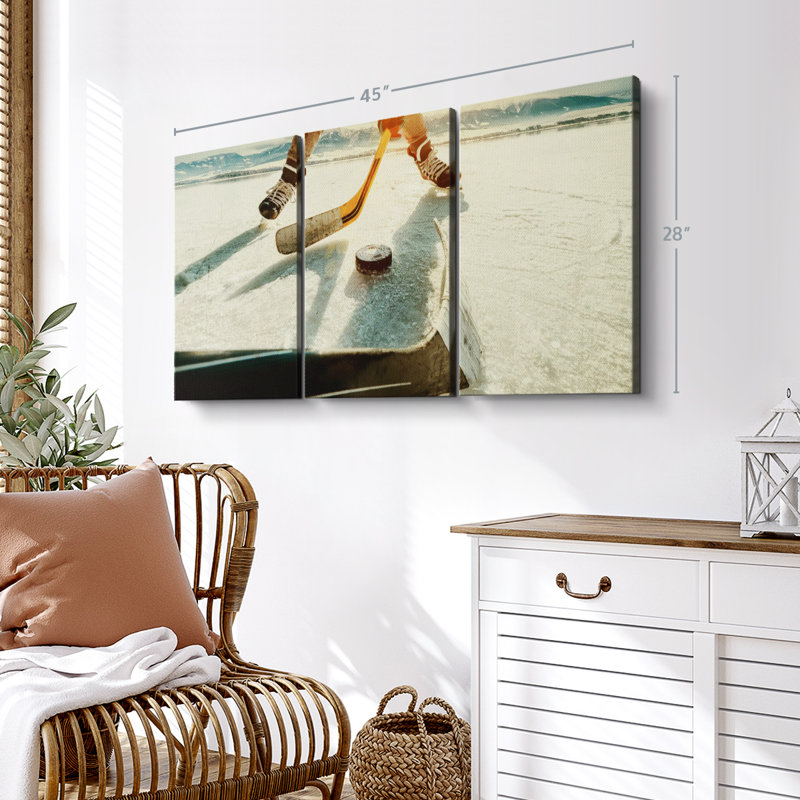 «Hockey Sunset Play» sur toile, H 28 po x l 45 po x P 1,25 po