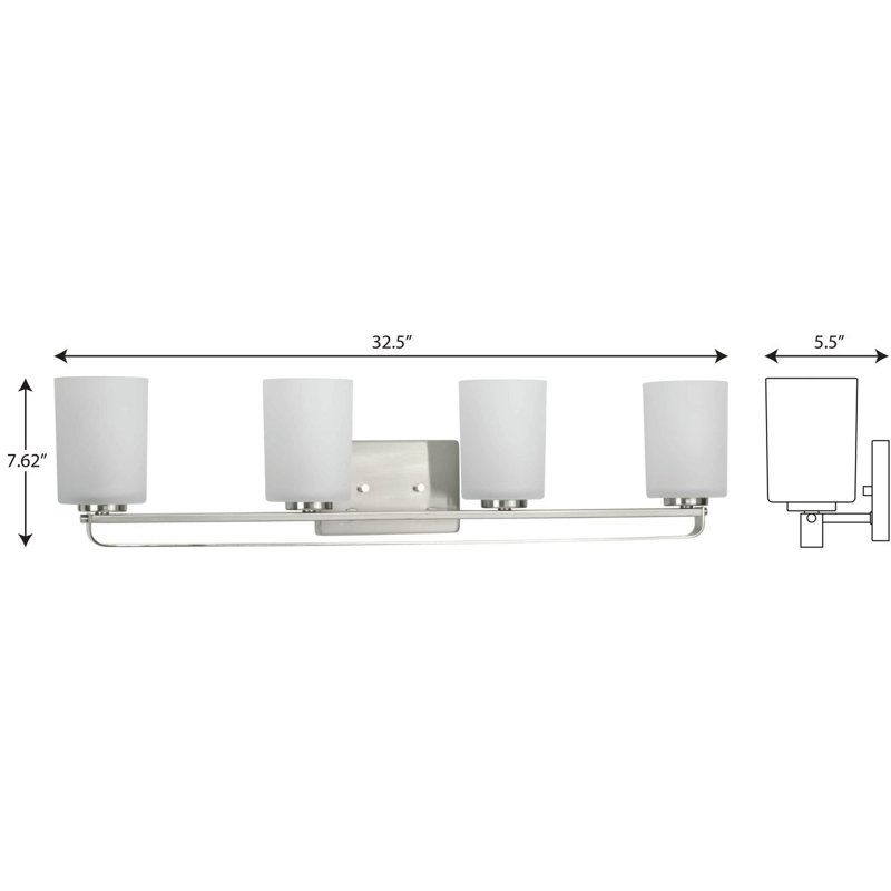4 - Light Dimmable Vanity Light, Brushed Nickel