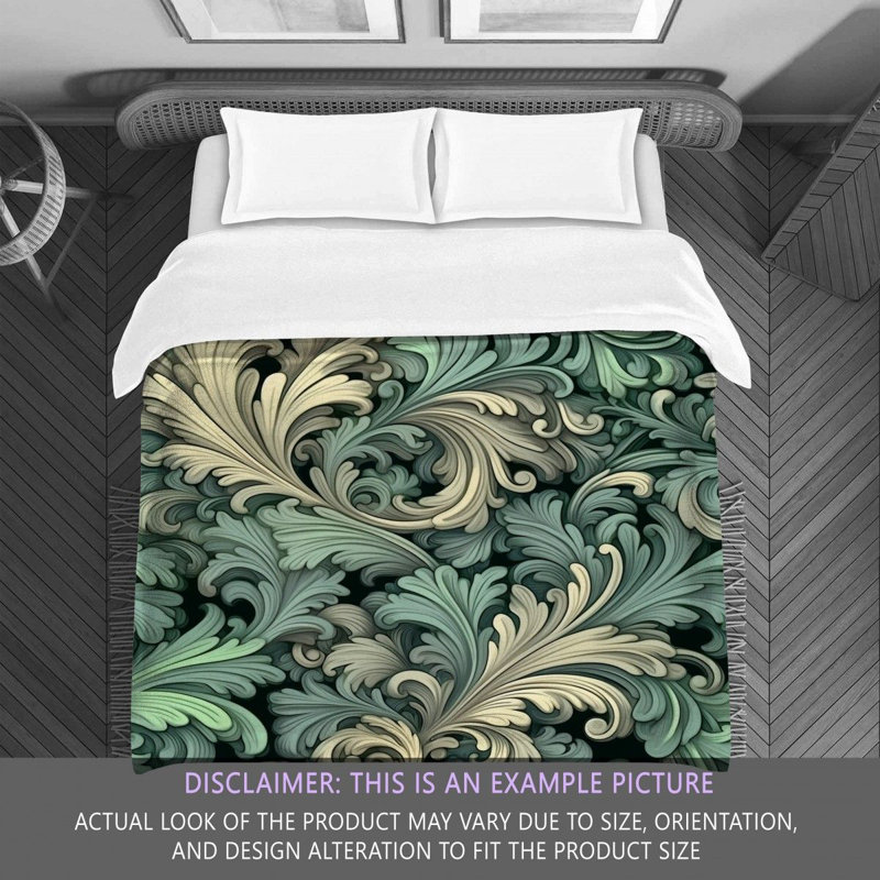 Polyester Comforter, Green/Gray Floral, Queen Comforter