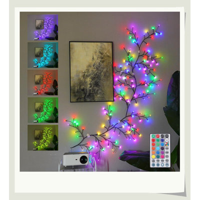 6FT Enchanted RGB Willow Vine Lights, 144 LED 18 Bendable Branches With Remote, 18 Colors 8 Modes Dimmable Timer, IP44 Waterproof USB Powered, Artificial Vines For Home Bedroom Wall Decor