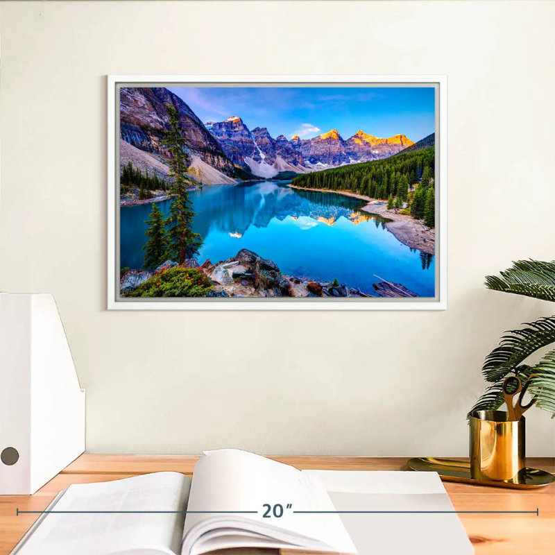 Incroyable lac Moraine, Cadre flottant blanc, 13 po x 9 po