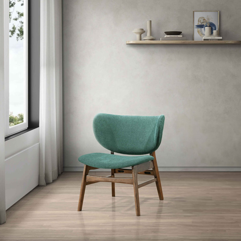 Chaise d'appoint rembourrée en bois Lorrisa, Polyester vert