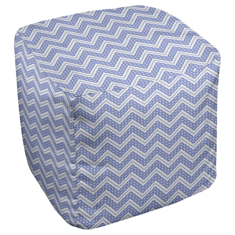 Repose-pieds cubique à motif à chevrons à la main classic, Bleu pâle
