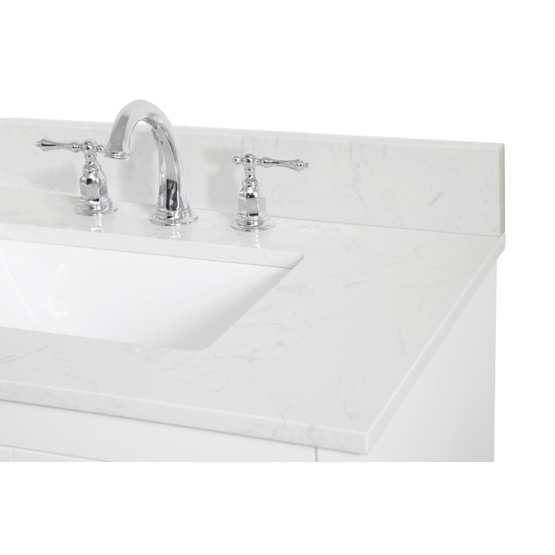 Moore 30'' Single Bathroom Vanity with Engineered Marble Top, White