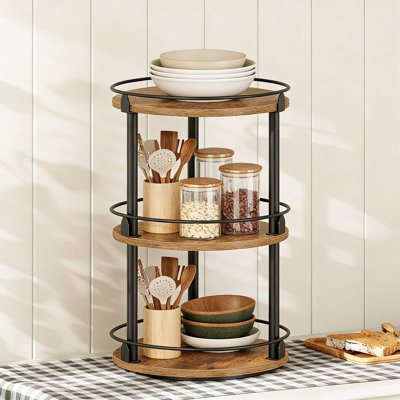 3-Tier Lazy Susan Spice Rack Organizer Set Of 2, 360-Degree Rotating Turntable For Kitchen Cabinet And Countertop, Compact Multi-Tier Storage With Edge Fences