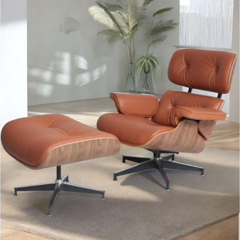 Nairobi Genuine Leather Lounge Chair, Tan