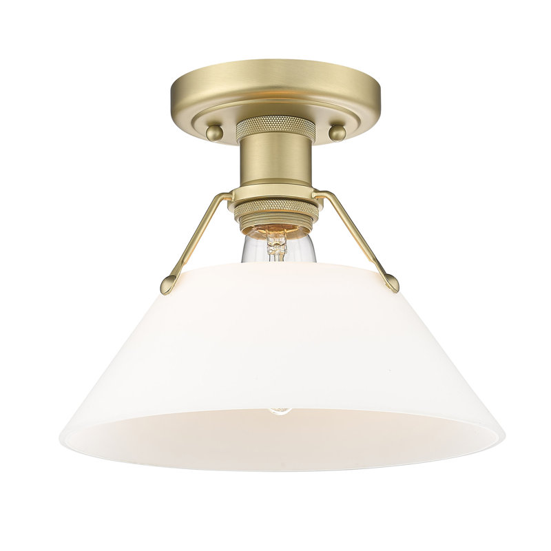 Plafonnier encastré à une lumière de 10 po Weatherford, Bronze champagne brossé, Verre opale