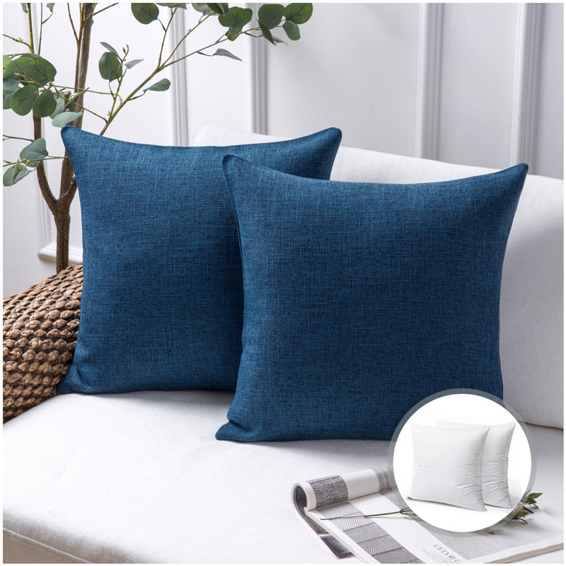 Coussin décoratif en polyester / mélange de polyester, Bleu marine, 18 po x 18 po